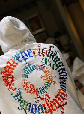 人生如戏Life is a fxxking movie英文chicano印花国潮连帽卫衣男