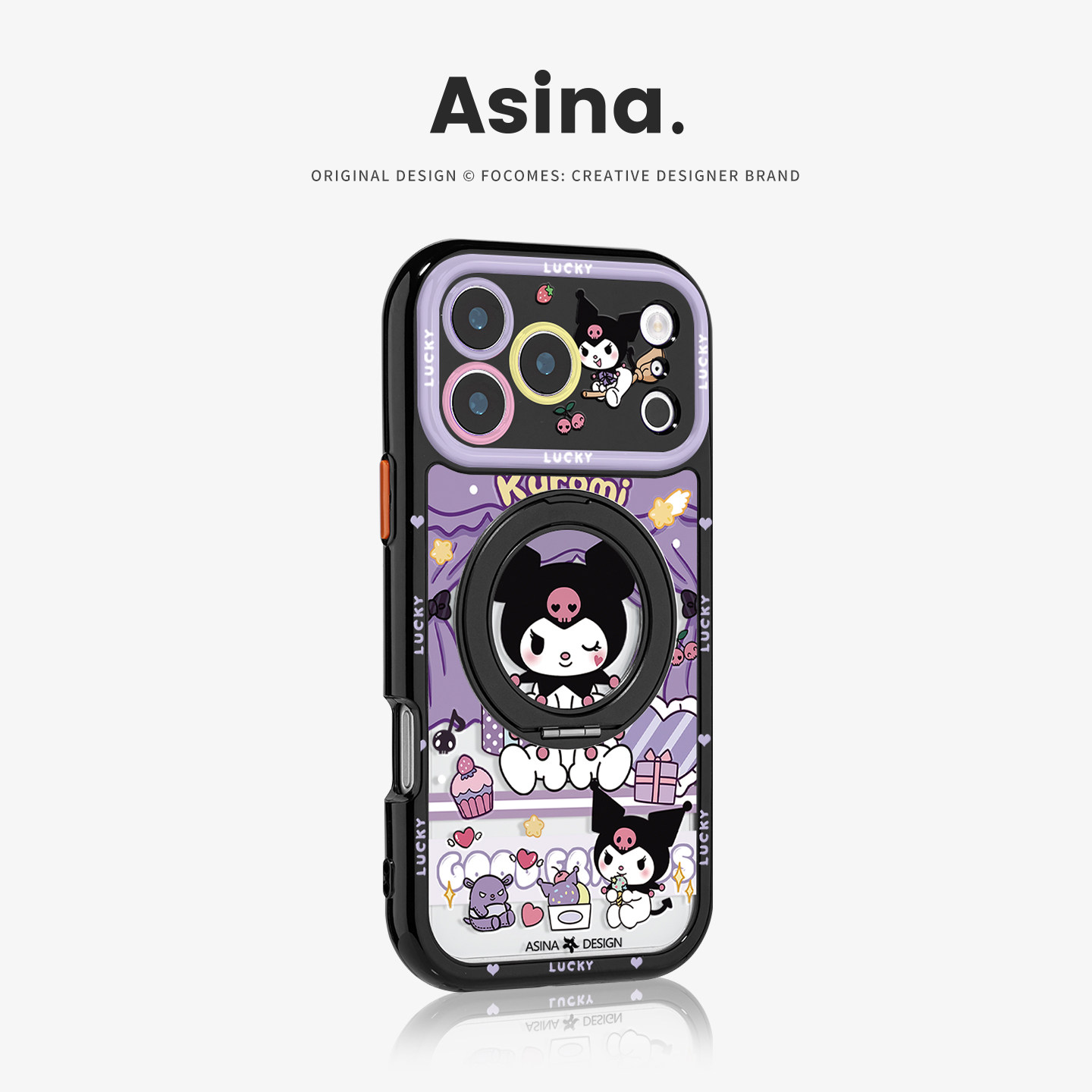 紫色库洛米适用苹果17手机壳新款16Pro磁吸防摔17Promax带支架保护套15pm秋冬带挂绳14Pro个性潮牌13/12女Co4