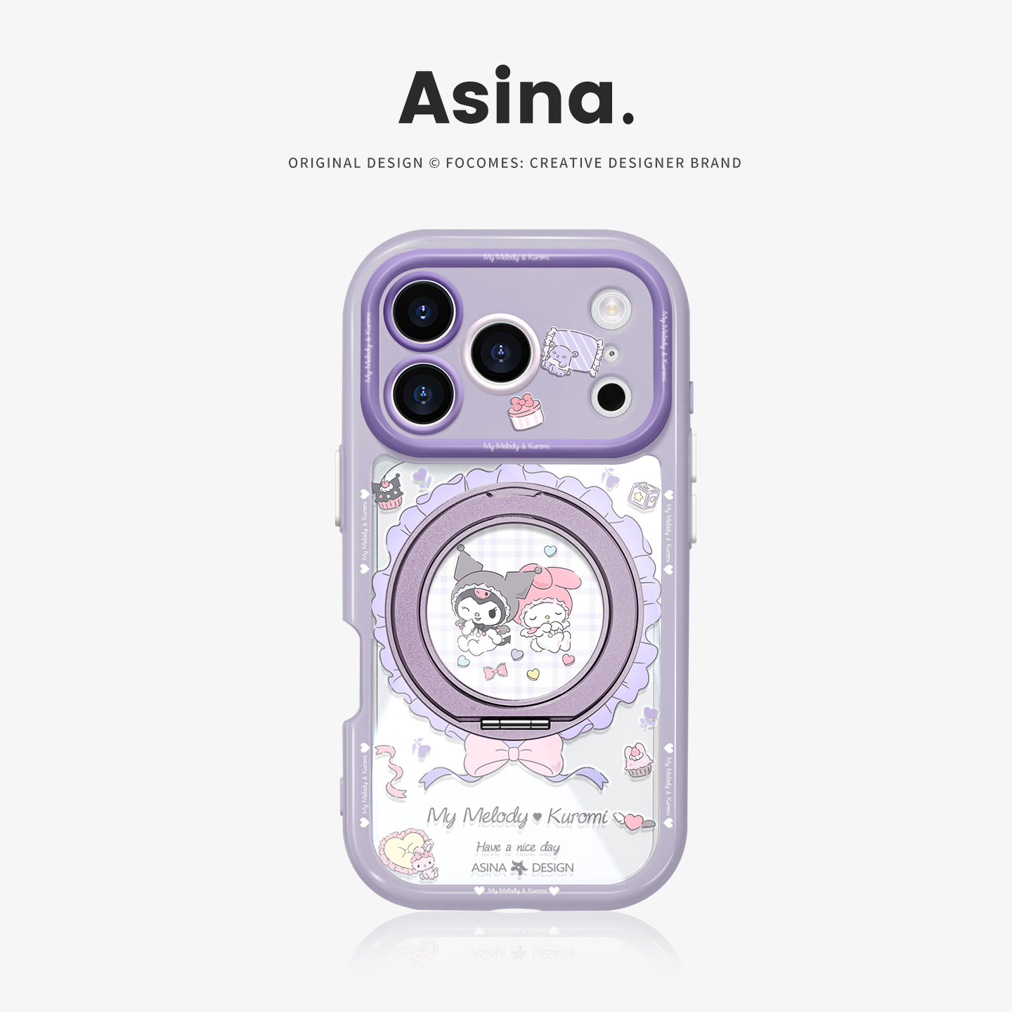 库洛米好友适用于苹果17手机壳卡通磁吸13全包17Promax防摔高级16Pro旋转支架一体壳14/15可爱保护套Co4联名