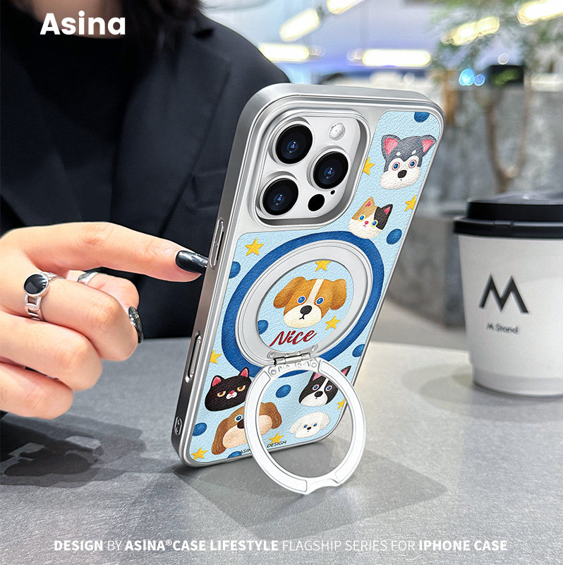 猫猫和狗狗适用苹果17手机壳全包可旋转15Promax防摔超薄磁吸16Pro高级13支架16Promax高级14Pro创意2026新款