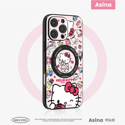 红莓三丽鸥适用苹果16手机壳15Promax卡通全包ip13防摔素皮16Promax超薄涂鸦Ho3高级感14Pro磁吸带支架女款新