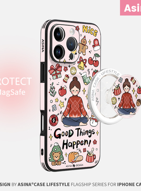 快乐冥想适用苹果17Promax手机壳新款14磁吸带支架iPhone15Pro全包ip16高级的好看可爱女13pm全包小米17新年