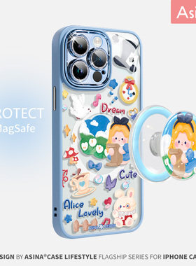 梦游仙境适用iphone15promax手机壳苹果14pro迪士尼ip卡通13可爱潮牌ip16磁吸壳iphone12小众14新款支架爆款