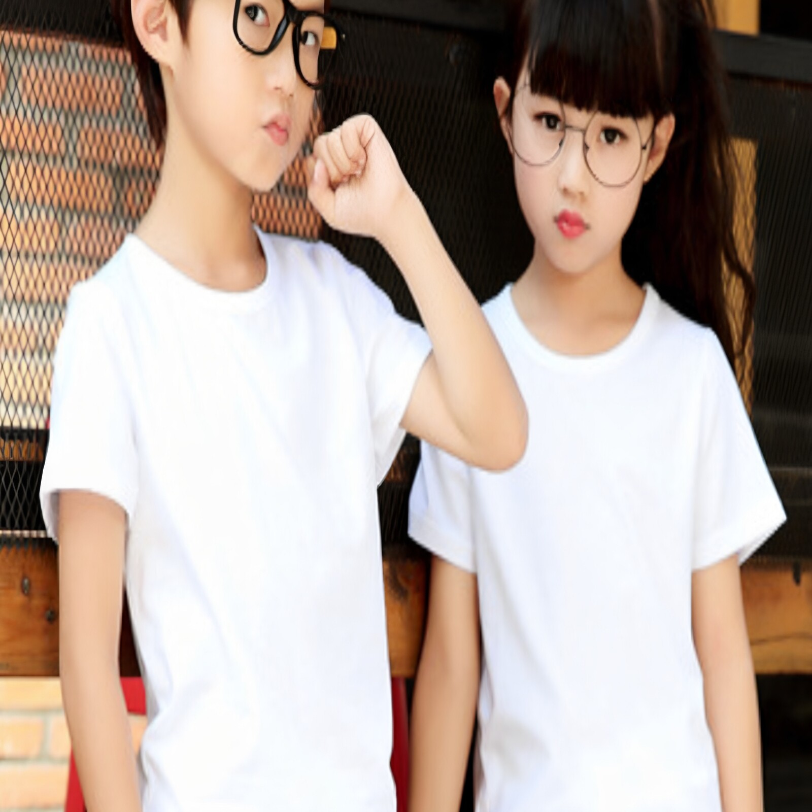 外贸儿童纯棉男童女童夏款中大童装吸汗透气休闲短袖棉小孩衣服衫