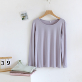 圆领百搭春秋冬季 莫代尔秋衣长袖 女内搭纯色大码 打底衫 T恤薄款