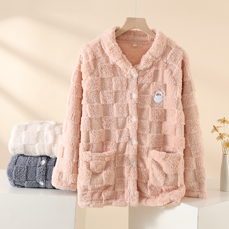 珊瑚绒女士睡衣冬季单件上衣