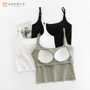 露脐美背吊带小背心女内搭外穿夏季 文胸打底 薄款 内衣带胸垫一体式