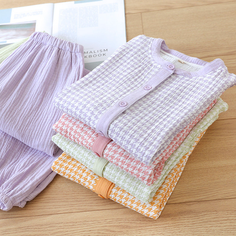 睡衣女春秋款纯棉长袖格子薄款家居服女春夏季全棉开衫套装可外穿,女士内衣/男士内衣/家居服,睡衣/家居服套装,淘宝优惠券,粉丝福利购,淘宝优惠卷