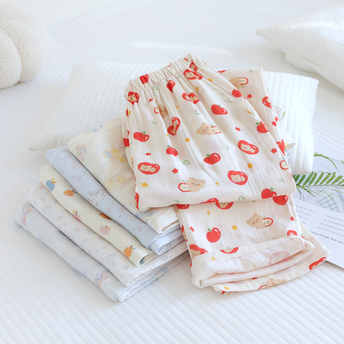 春夏薄款竹纤维女卡通家居裤