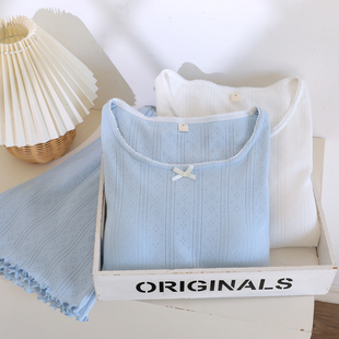 纯棉家居服短袖 2026新款 长袖 长裤 短裤 带胸垫木耳花边睡衣女春夏季