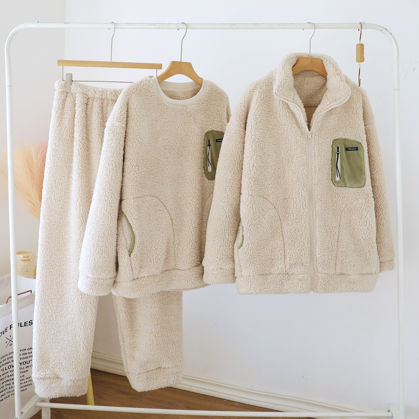 男女同款~羊羔绒可外穿大码睡衣