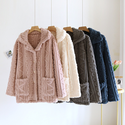 法兰绒提花家居服上衣单件