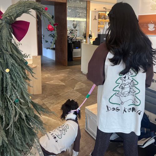 dogkuma秋冬宠物狗狗亲子款圣诞涂鸦纯棉长T恤狗狗亲子装人宠同款