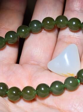 JJ030902新疆的猫17.0克8mm泛宝光青海老坑湖水绿色的晴水手串