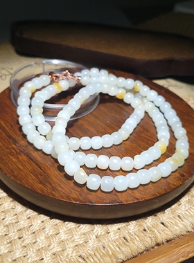 YQ121703 59.0克/挂黄皮油脂状冒油籽料白玉老型珠挂链