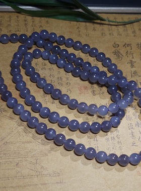 Z011906 新疆的猫75.2克R8高冰细润油亮美美冰紫色和田玉108禅串