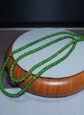 新疆的猫Z090102 14.8克，R4冰润细腻油亮纯美鲜绿色碧玉珠串