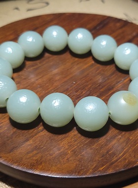 YQ122707 84.0克，14粒16mm超值高脂高油的青白玉籽料圆珠手链