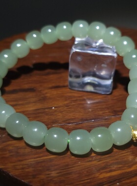 YQ011304新疆的猫20.2克冰润冒油纯净和田玉老坑晴水老型珠手链