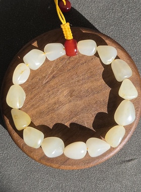 新疆的猫G120603 21.0克，15粒全特细全熟种白玉籽料女士手链