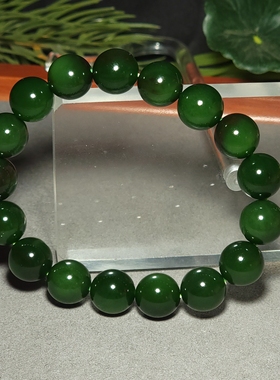 新疆的猫L121506 45.3克直径12mm质感油润红皮俄料菠菜绿碧玉手链