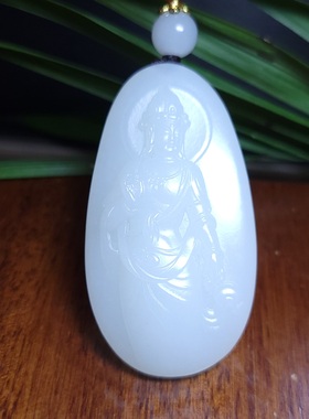 新疆的猫Z102705 29.6克，特细脂份极高超白糯三高羊脂白玉观音