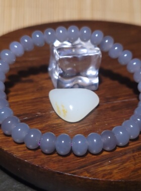 YQ011818新疆的猫13.8克，7-5mm浓浓烟紫色青海烟青算盘珠手串