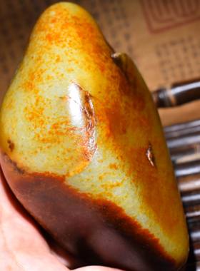 新疆的猫 607.5克，墩厚熟糯油润高脂粉挂艳红皮青白玉籽CD14