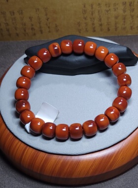 新疆的猫Z081906 30.0克火辣流体彩绘般锦红牛血红双色南红手串