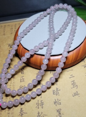 Z012006新疆的猫81.2克·R8冒油特细润独特冰粉紫色和田玉108禅串