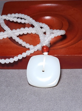 新疆的猫L110605 28.3克高细润度极高的青海羊脂白玉怀古平安扣