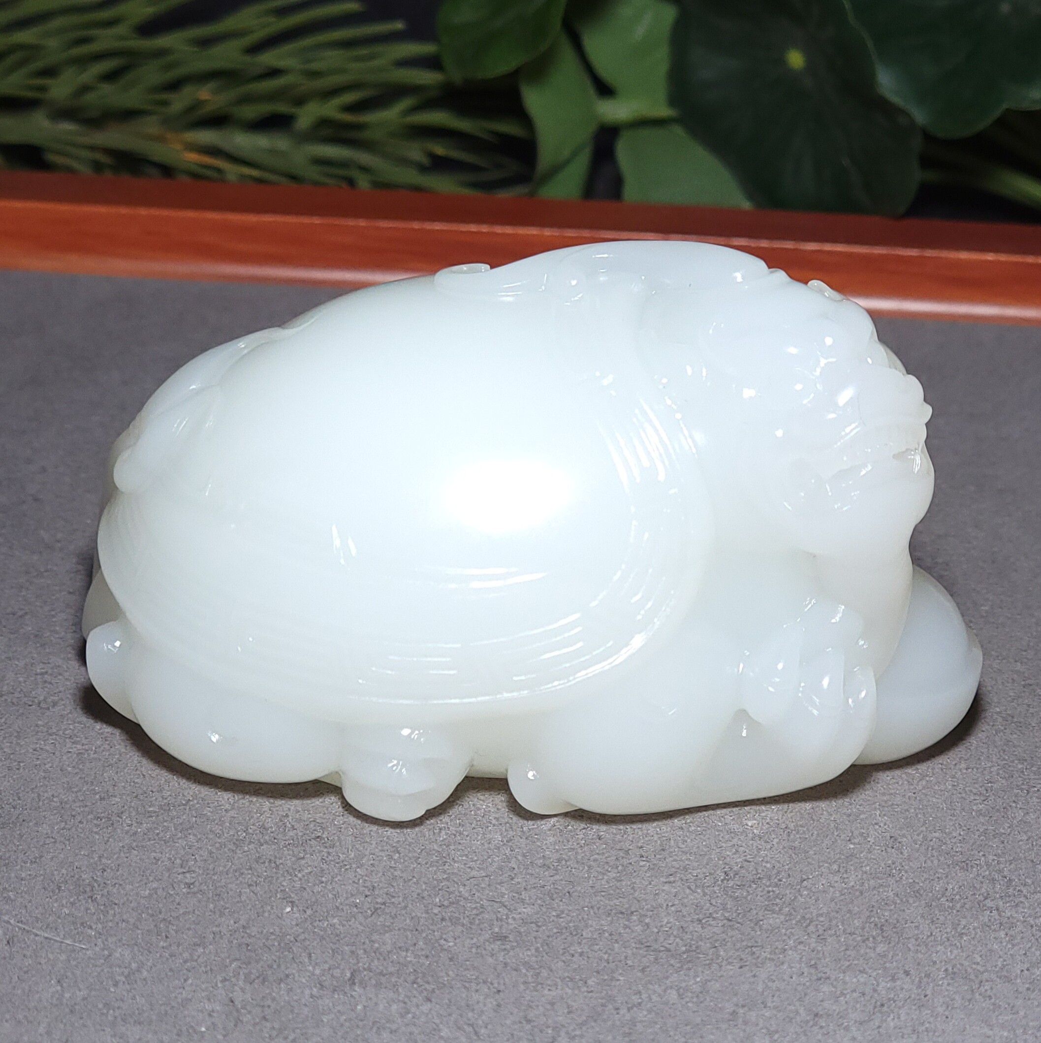L122506 302.2克脂粉极高白度浓郁三高羊脂白玉龙龟把件（摆件）
