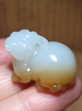 新疆的猫zg102801 14.0克，凝脂级且末糖羊脂玉貔貅雕件