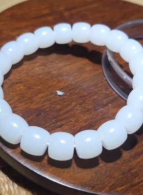 YQ122603 35.5克，10-9mm顶细超白糯新疆黑山羊脂白玉转运珠手串