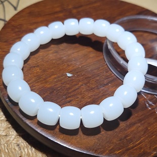 9mm顶细超白糯新疆黑山羊脂白玉转运珠手串 YQ122603 35.5克