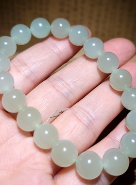 zg011303新疆的猫27.9克直径10mm若荷叶上大露珠亮晴水和田玉手串