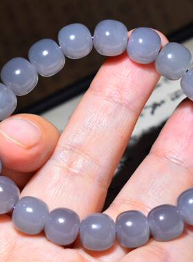 JJ031703新疆的猫30.7克9-10mm老坑粉紫烟青玉老型珠手链