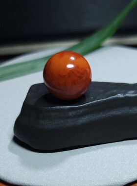 Z032006新疆的猫6.5克R16.5致密油亮高色流彩火焰纹南红圆珠臻品