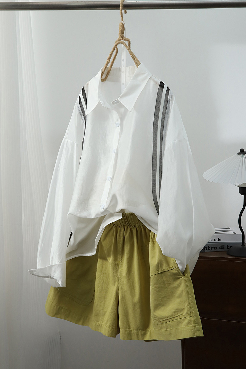 琴川谷2023夏季新款薄款外披衬衫宽松简约天丝防晒衣白色空调衫女