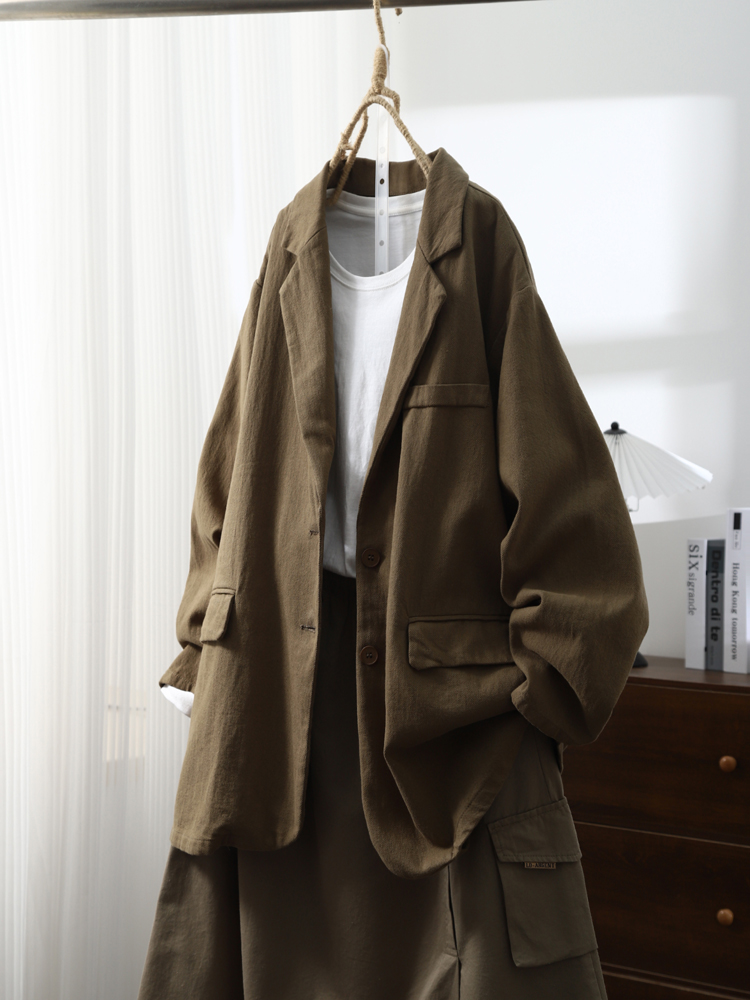 韩版长袖纯棉小西装宽松