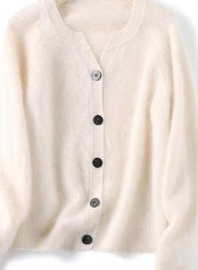 【100%拉毛绒山羊绒】小禾羊绒高端女士羊绒开衫