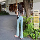 浅蓝色高腰微喇牛仔裤 显瘦小个子喇叭长裤 女秋季 修身 新款 显腿长