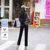 女高腰显瘦纯黑色九分烟管裤 小个子直筒牛仔裤 子 春秋新款 海鸥线