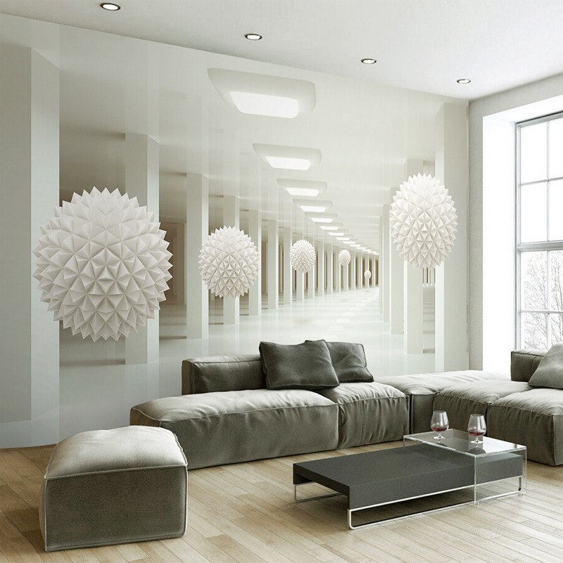 3d立体现代简约客厅电视背景墙壁纸玄关墙纸无缝壁画墙布空间延伸