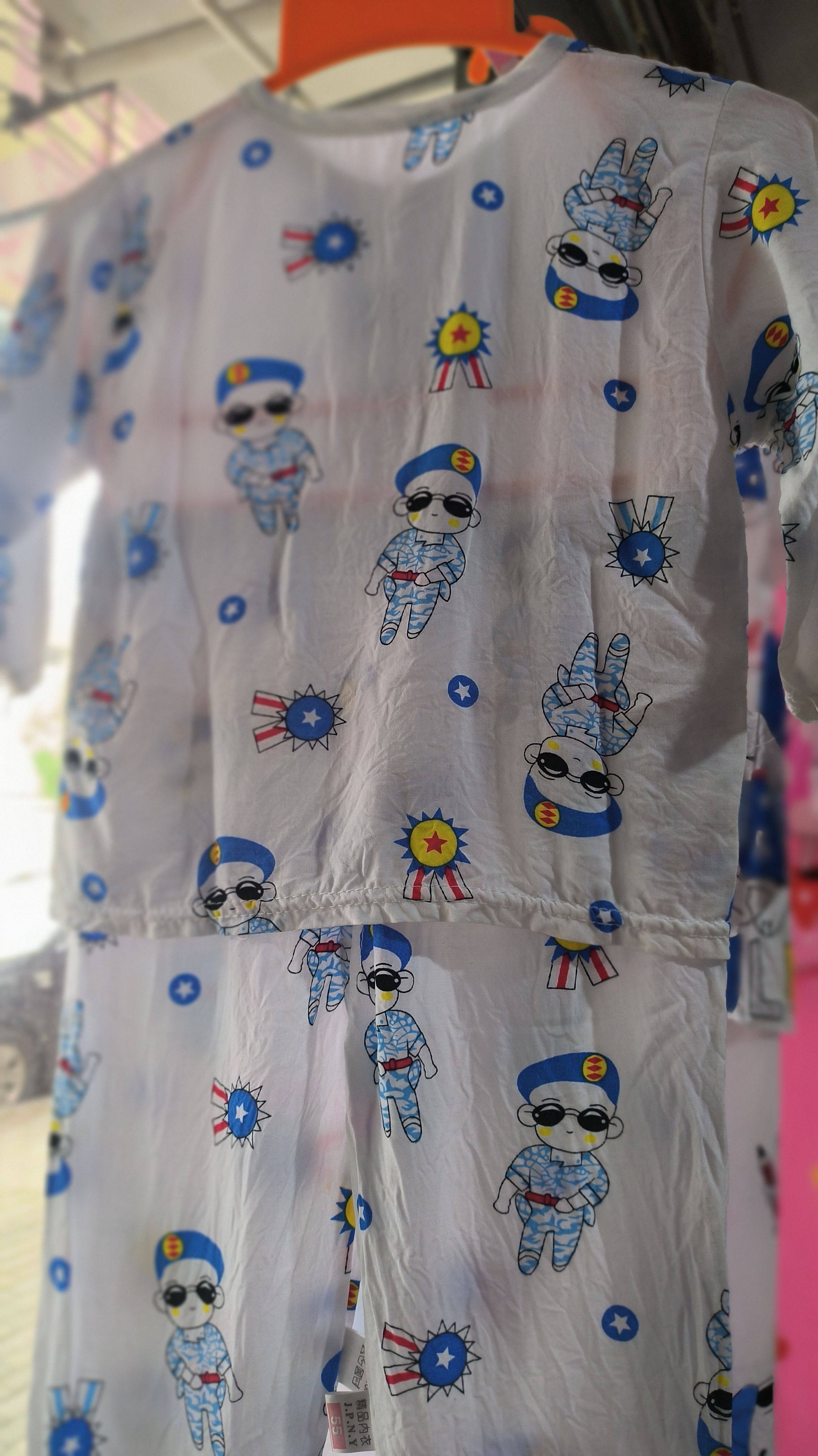 夏季薄款儿童学生棉绸睡衣套装纯棉衣裤柔软男女花型多种2套包邮