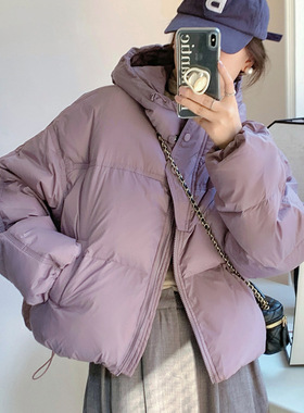 暖冬软贝果小个子棉服连帽保暖休闲服女2025冬季新款短款面包服