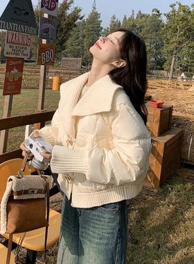 奶fufu羽绒服女短款2024冬季新款小个子超好看炸街白鸭绒外套