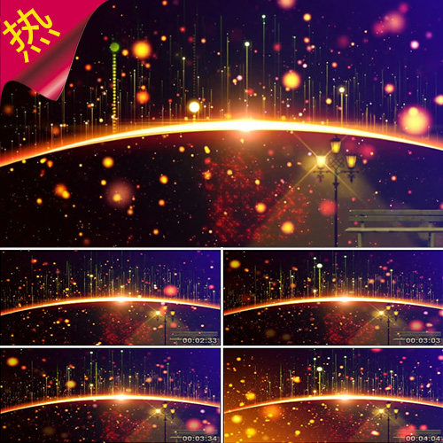 体面 金色星光 光斑粒子 浪漫路灯长椅 婚礼爱情流星  视频素材