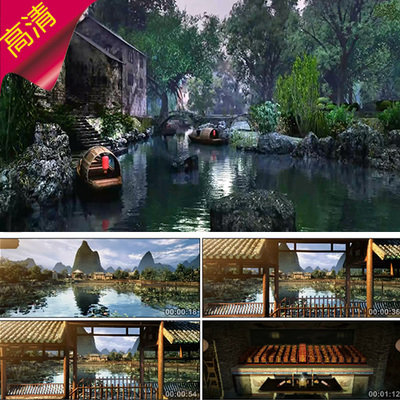 江南古镇 古村 青山绿水 宗祠 祭祀 宣传片 cg漫游 高清视频素材