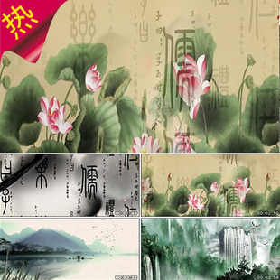 诗歌朗诵 国学礼赞 荷花瀑布 水墨古文字书法 视频素材 配乐成品
